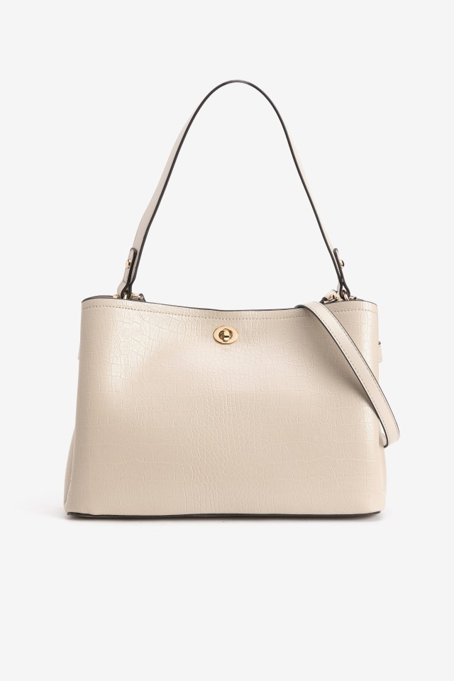 Beige Structured Handbag