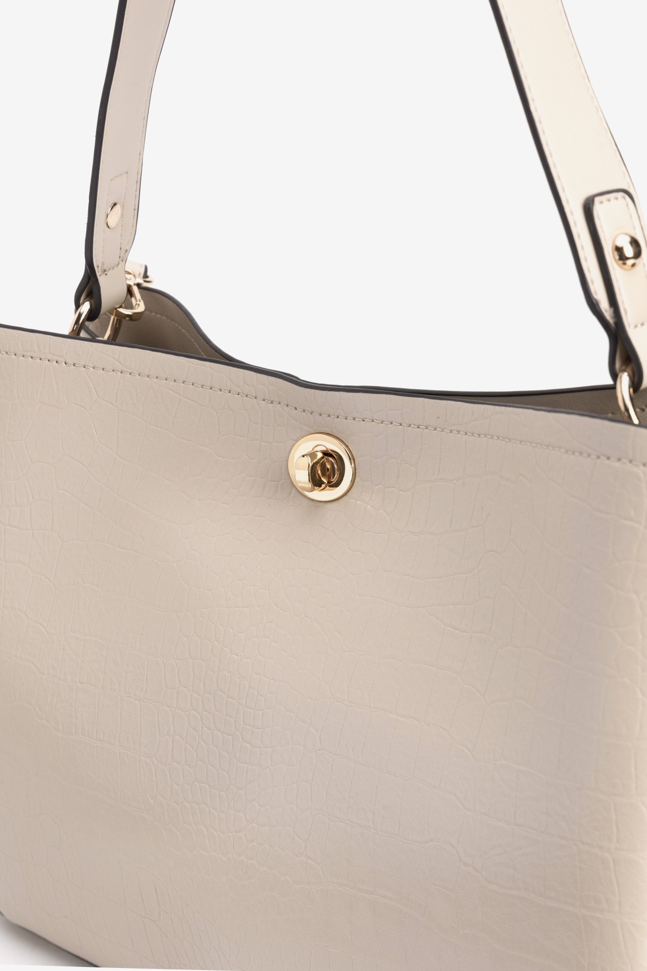 Beige Structured Handbag