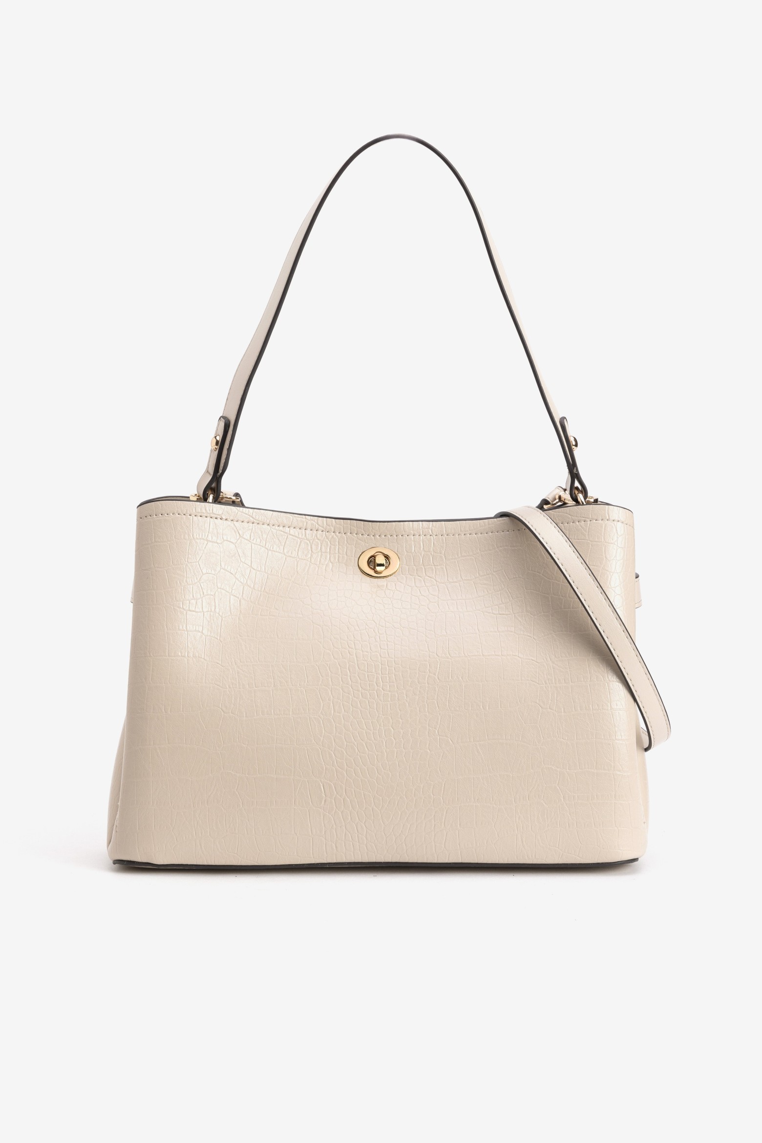 Beige Structured Handbag