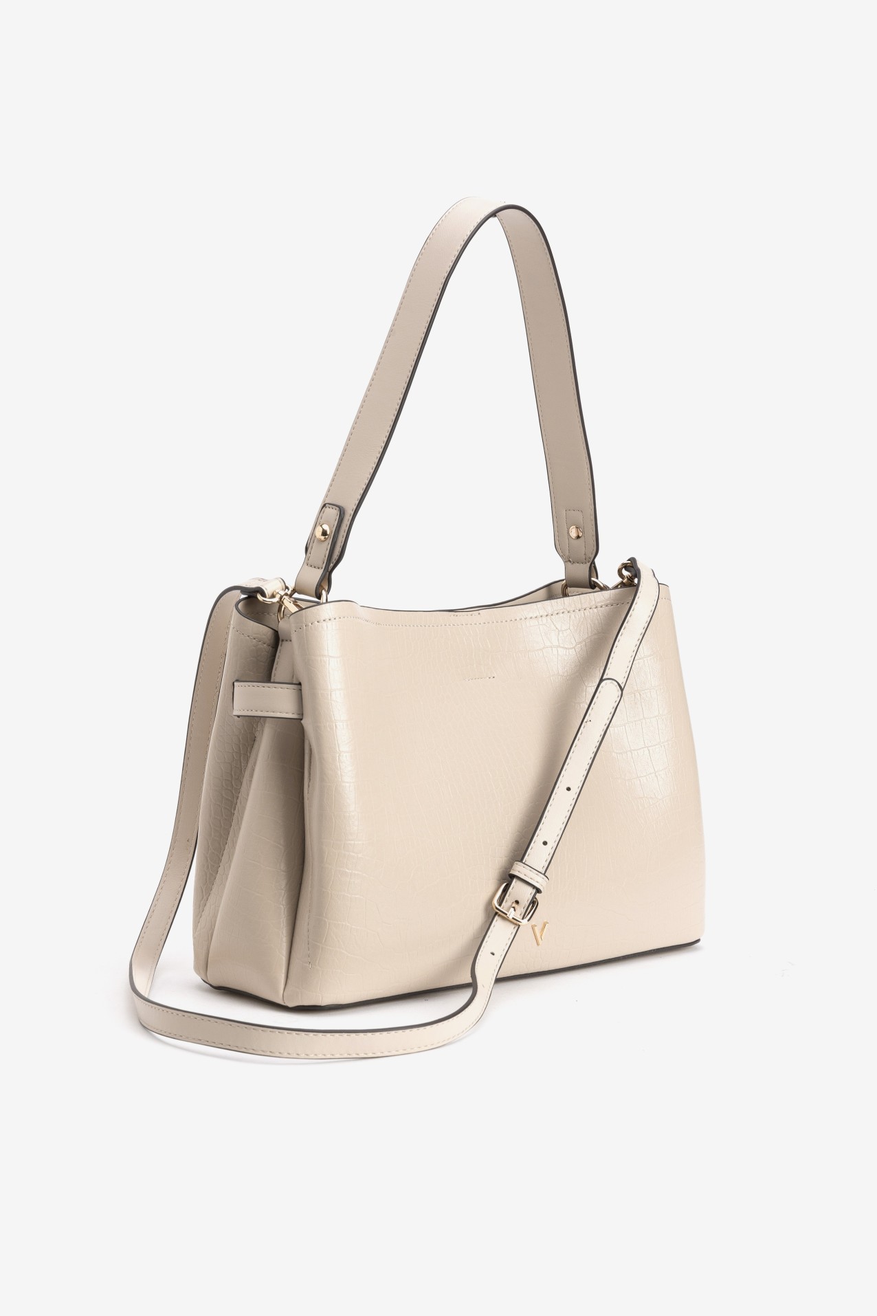 Beige Structured Handbag