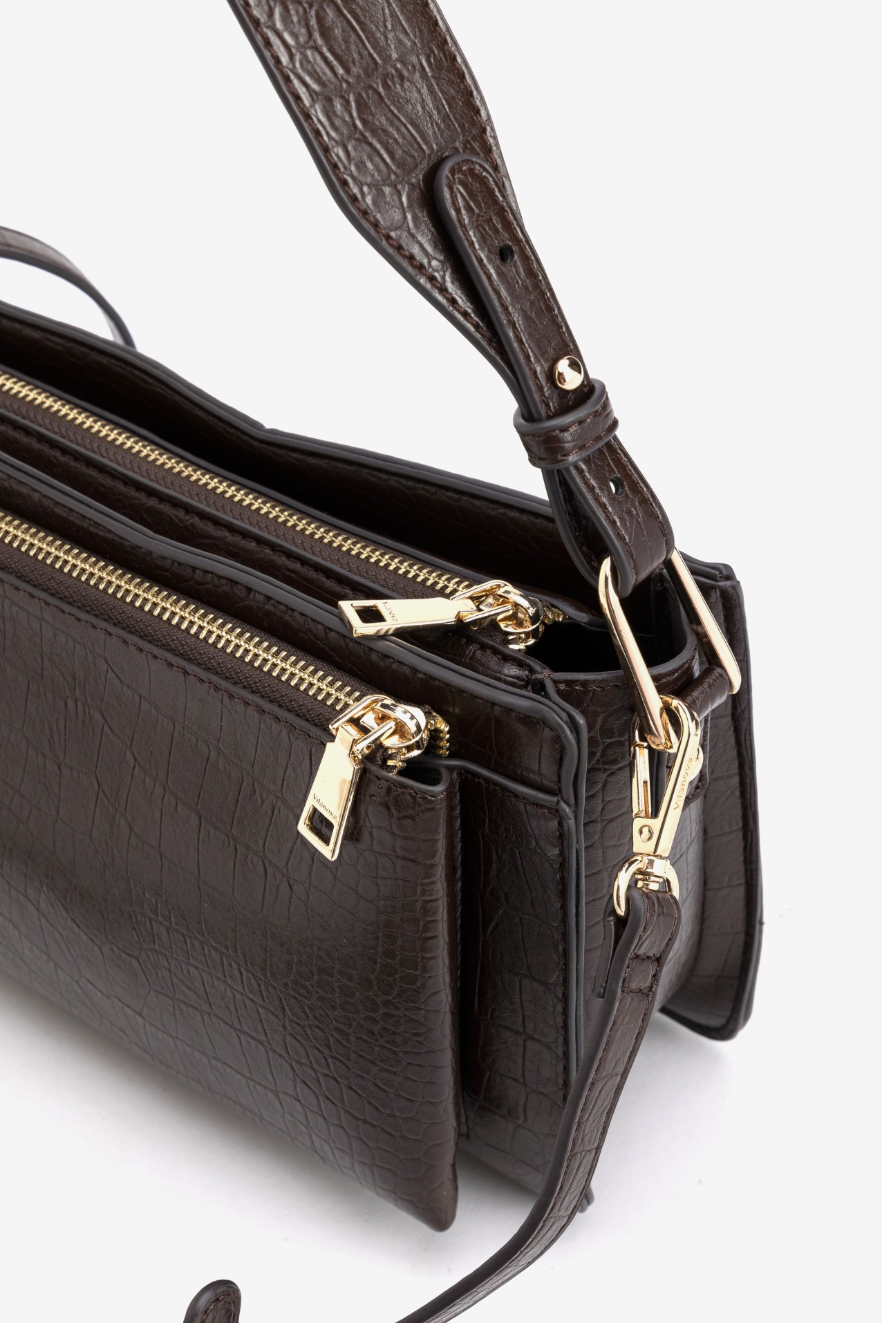 Croc Brown Shoulder Wallet