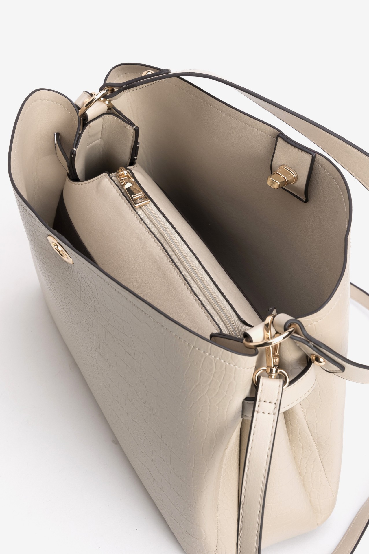 Beige Structured Handbag