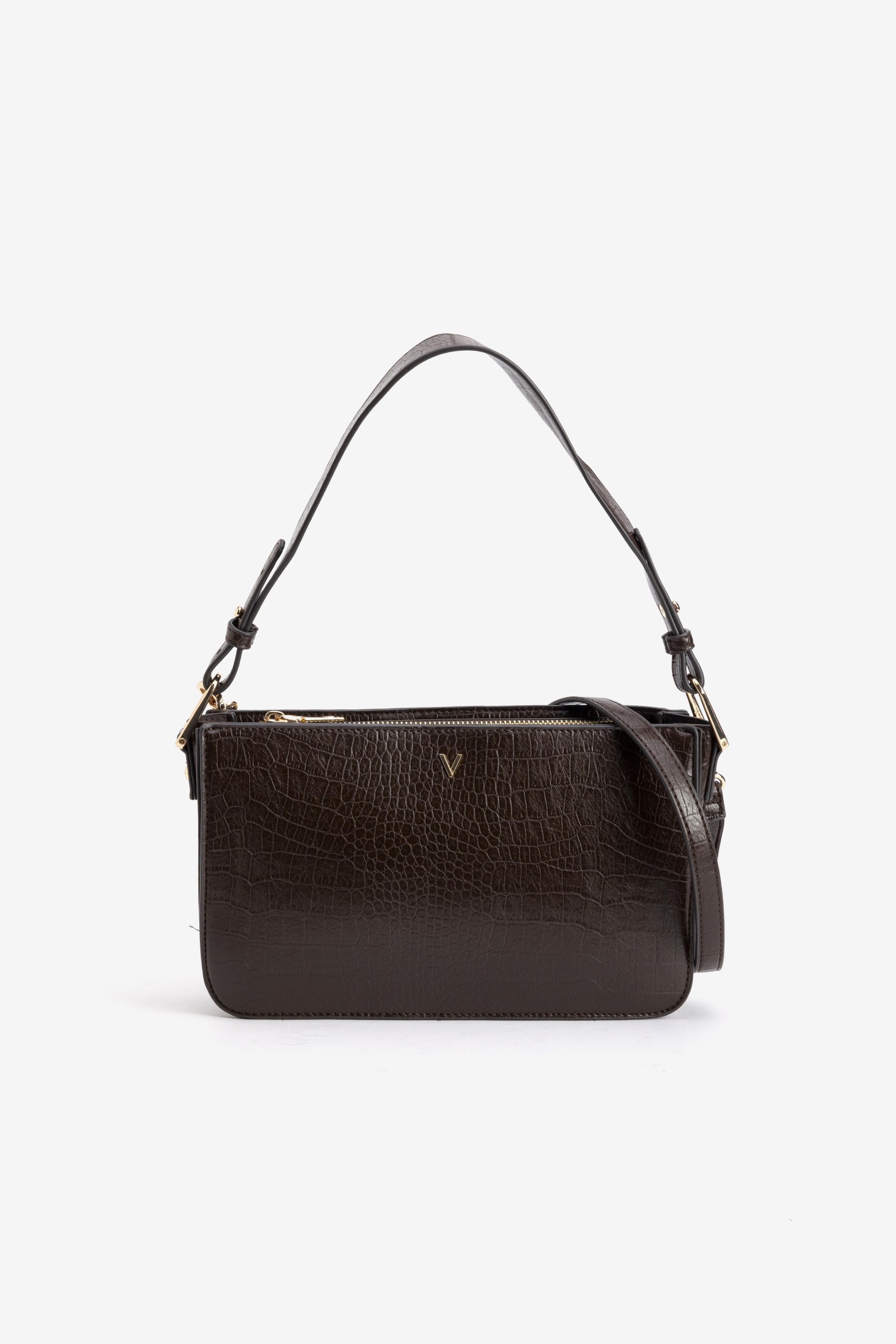 Croc Brown Shoulder Wallet
