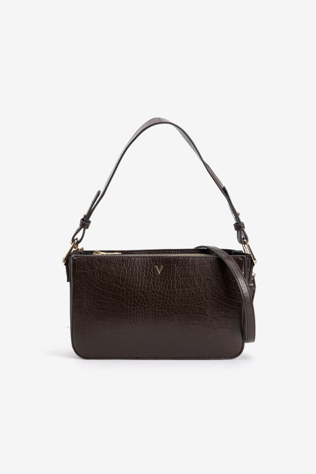 Croc Brown Shoulder Wallet