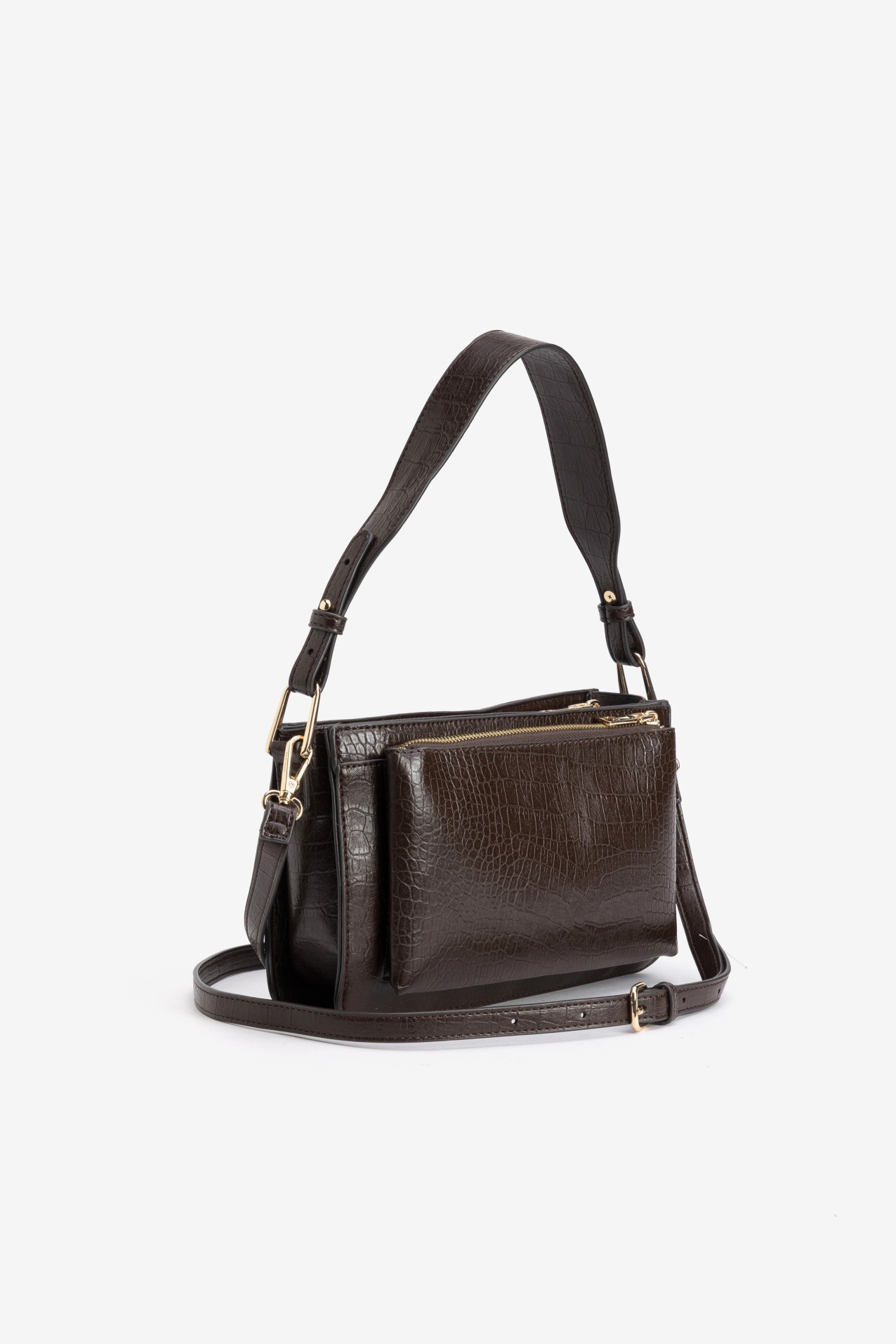 Croc Brown Shoulder Wallet
