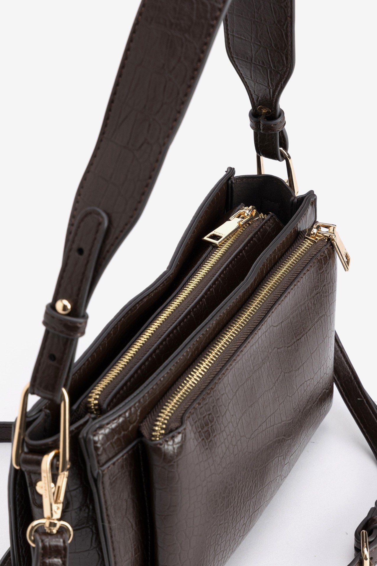 Croc Brown Shoulder Wallet