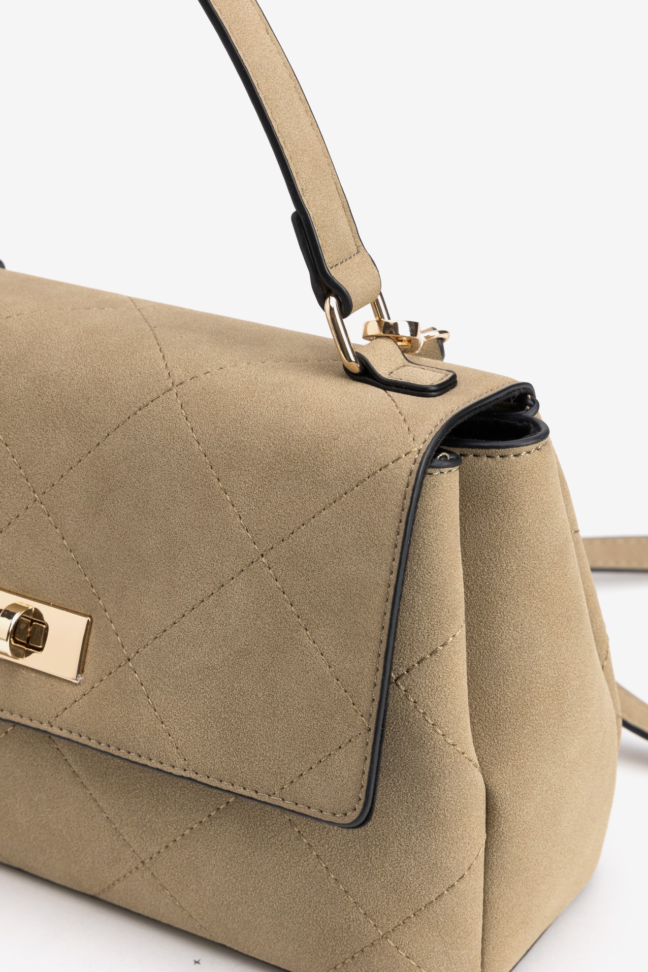 Beige Quilted Wallet Bag