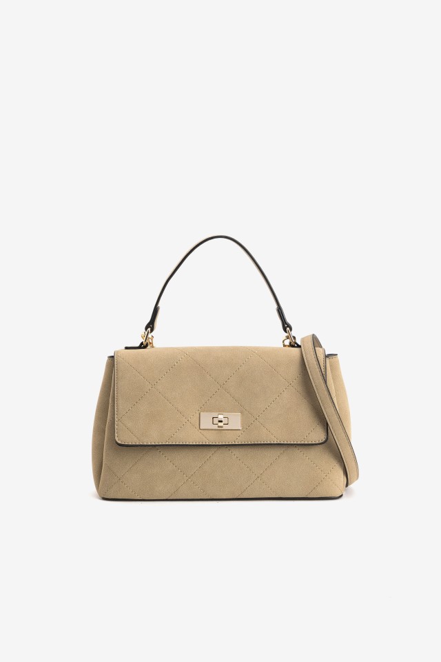 Beige Quilted Wallet Bag
