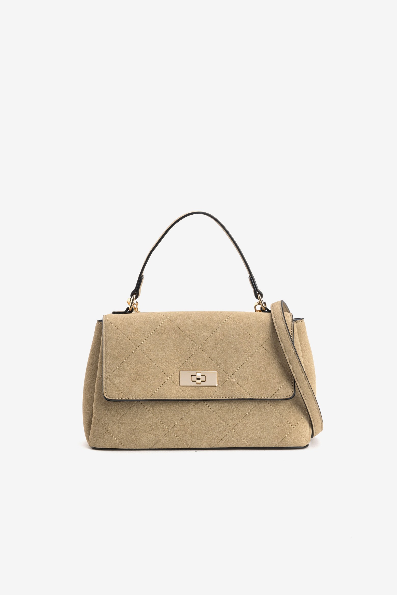 Beige Quilted Wallet Bag