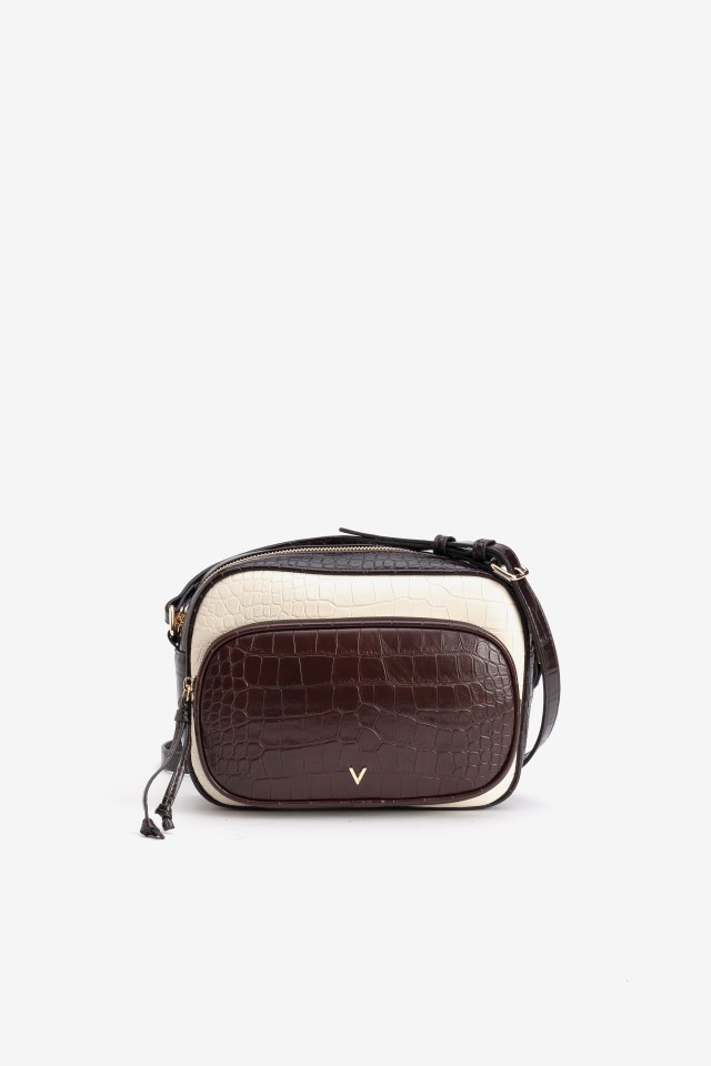 Two-Tone Croc Texture Purse
