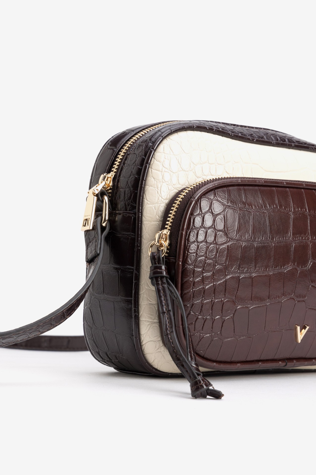 Two-Tone Croc Texture Purse