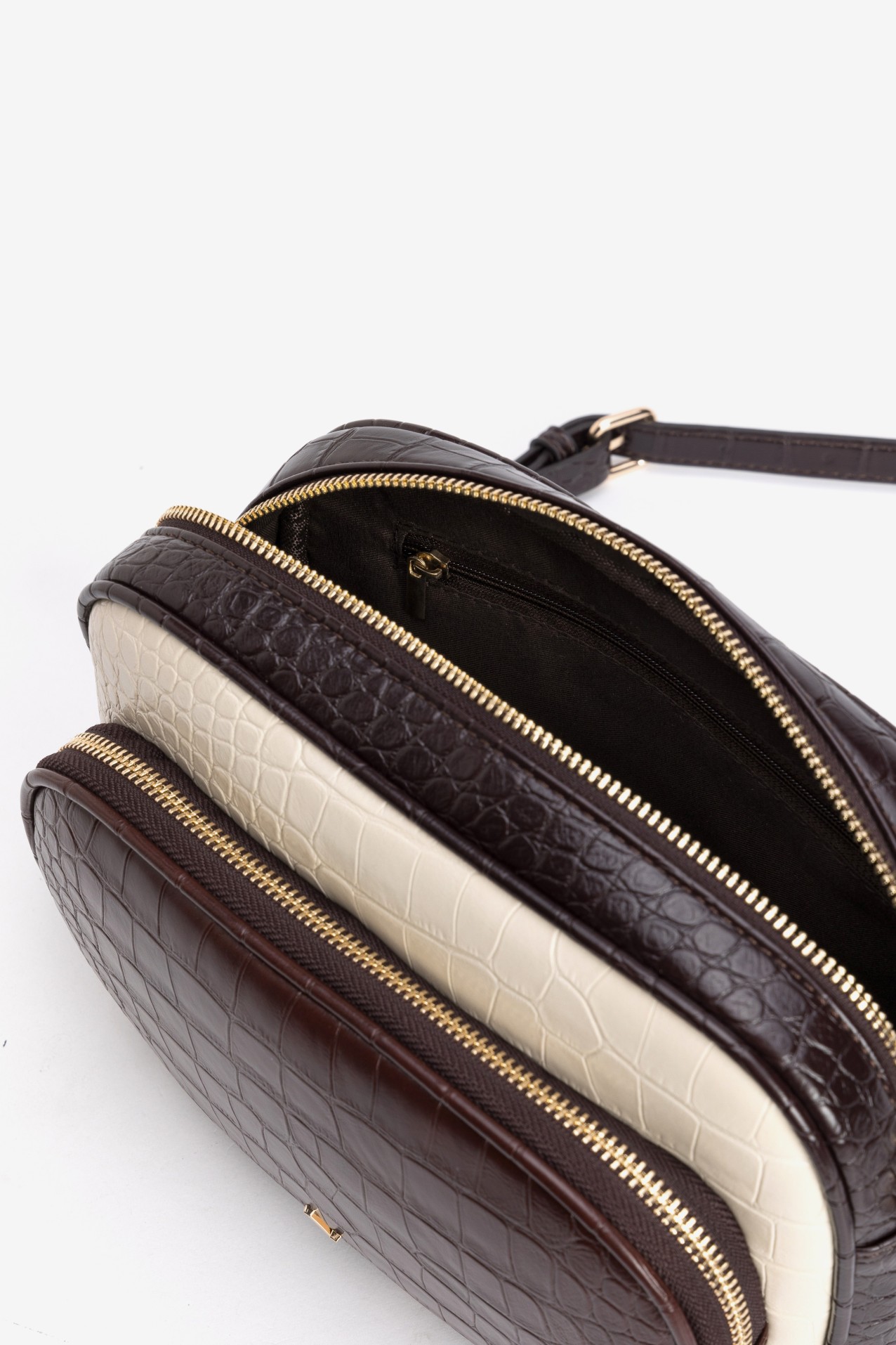 Two-Tone Croc Texture Purse