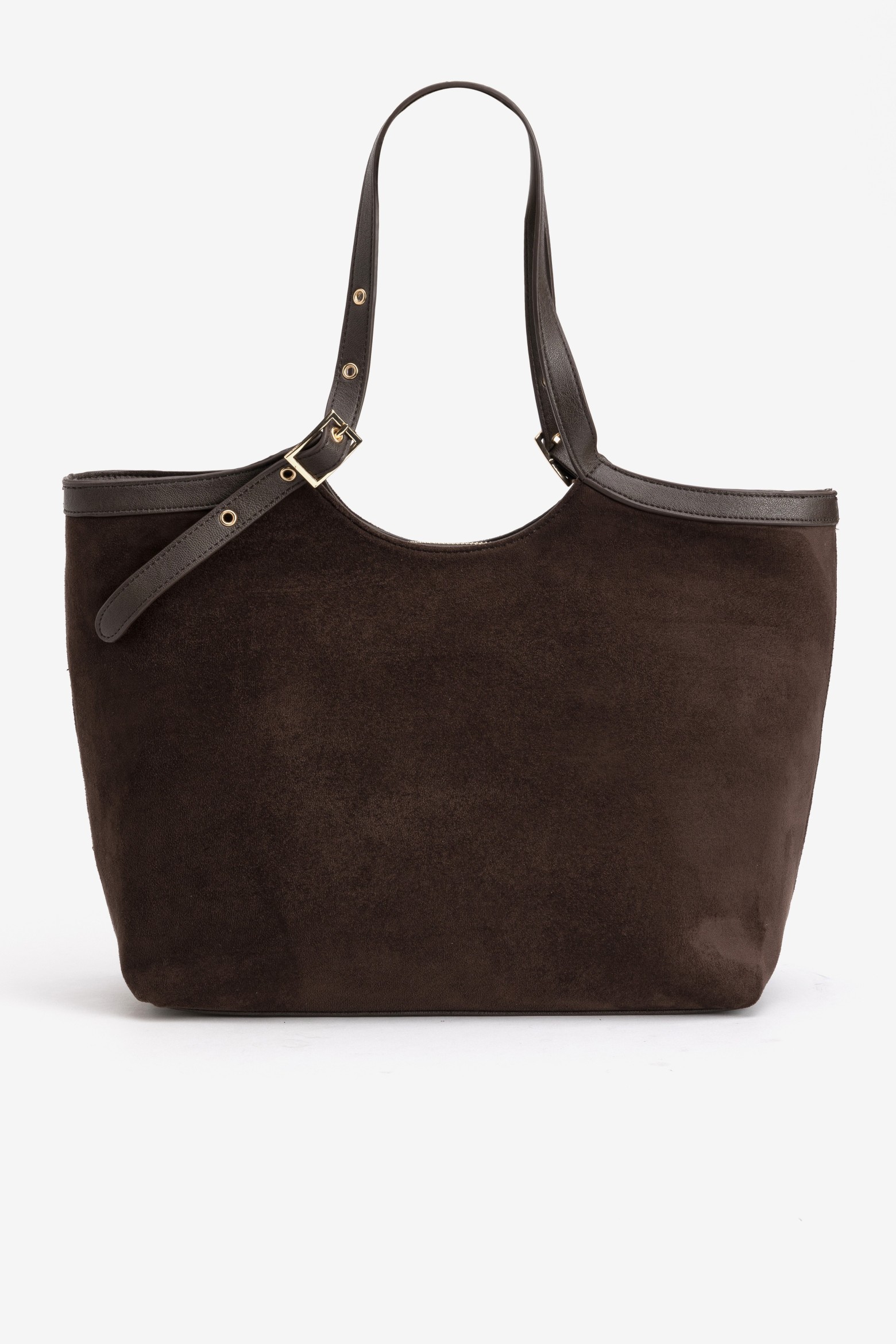 Brown Tote Bag Suede Look