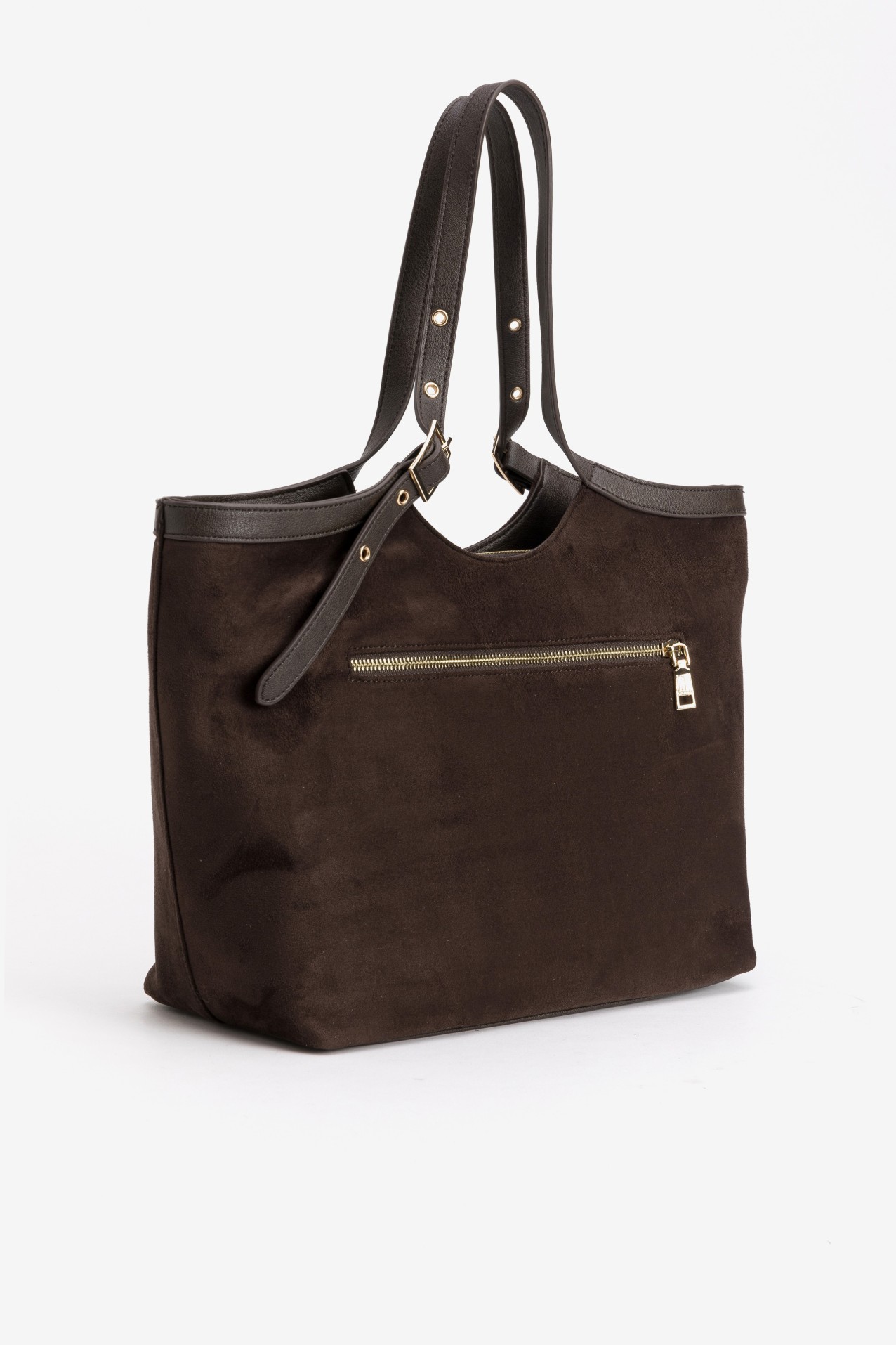 Brown Tote Bag Suede Look