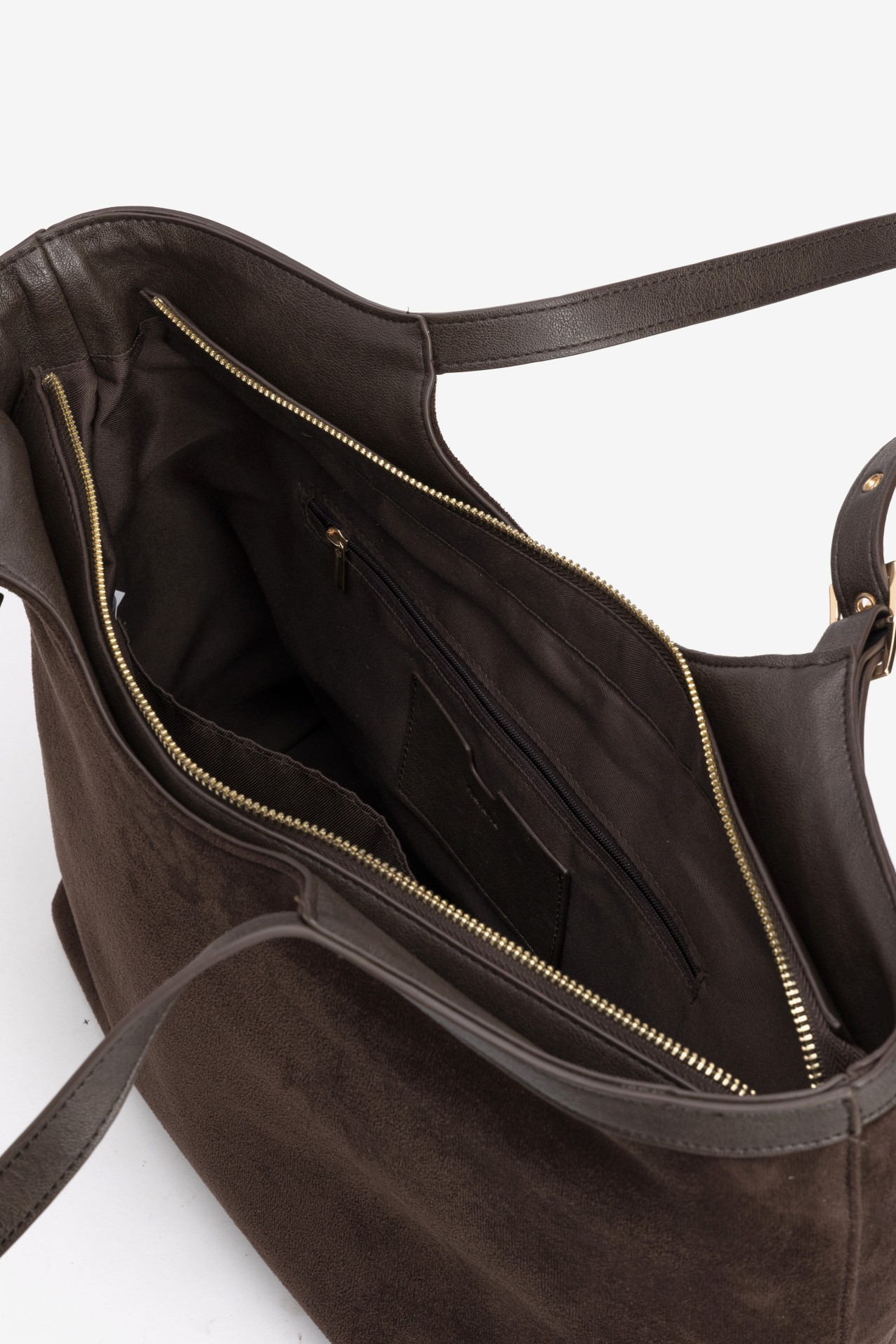 Brown Tote Bag Suede Look