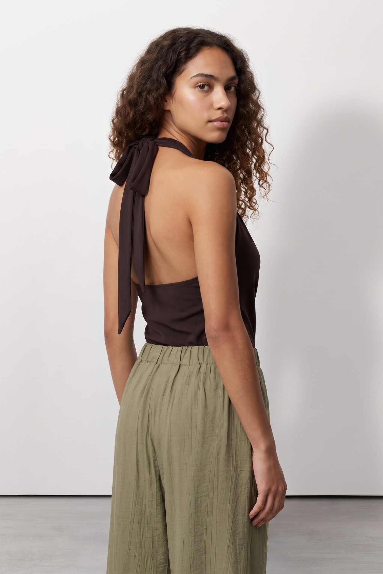 Brown Slim Halter T-shirt