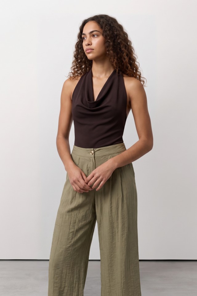 Brown Slim Halter T-shirt