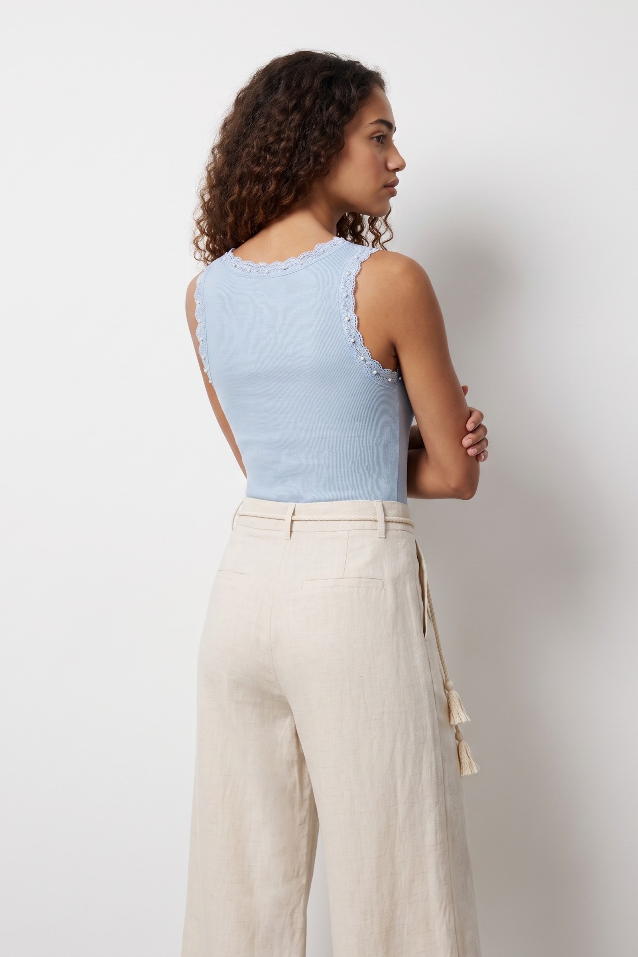 Light Blue Slim Fit Top