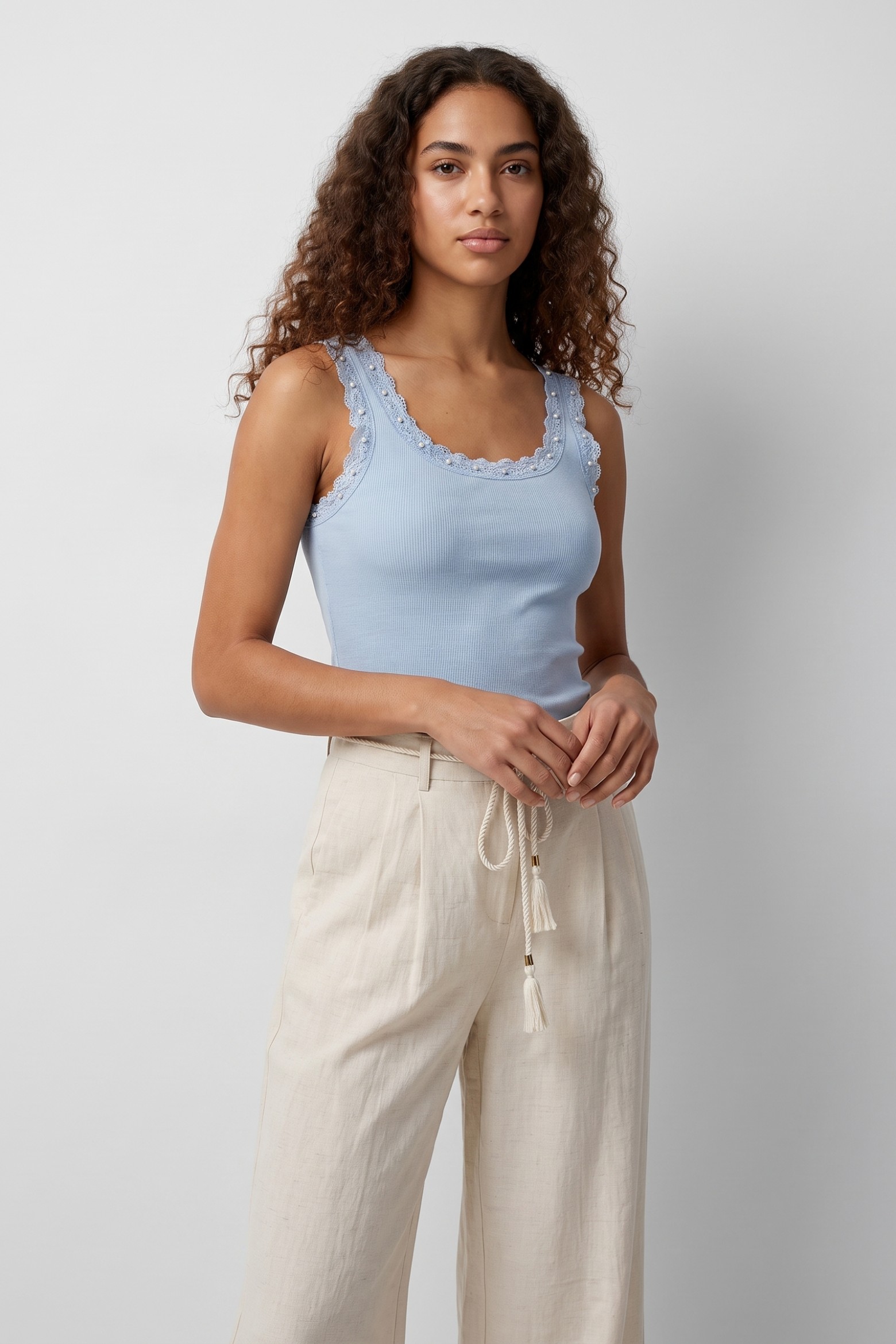 Light Blue Slim Fit Top