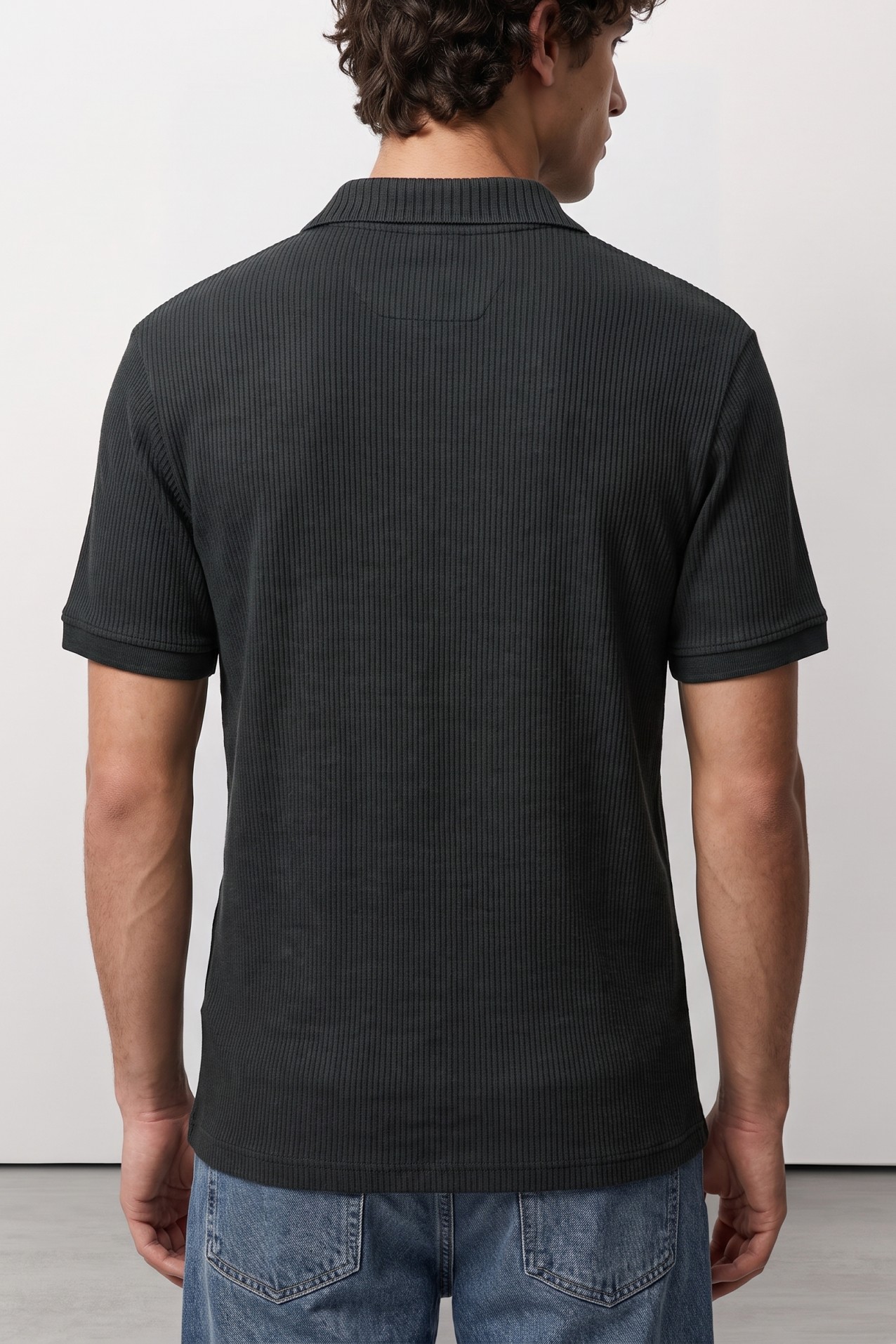 Dark Green Striped Polo