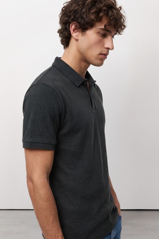Dark Green Striped Polo