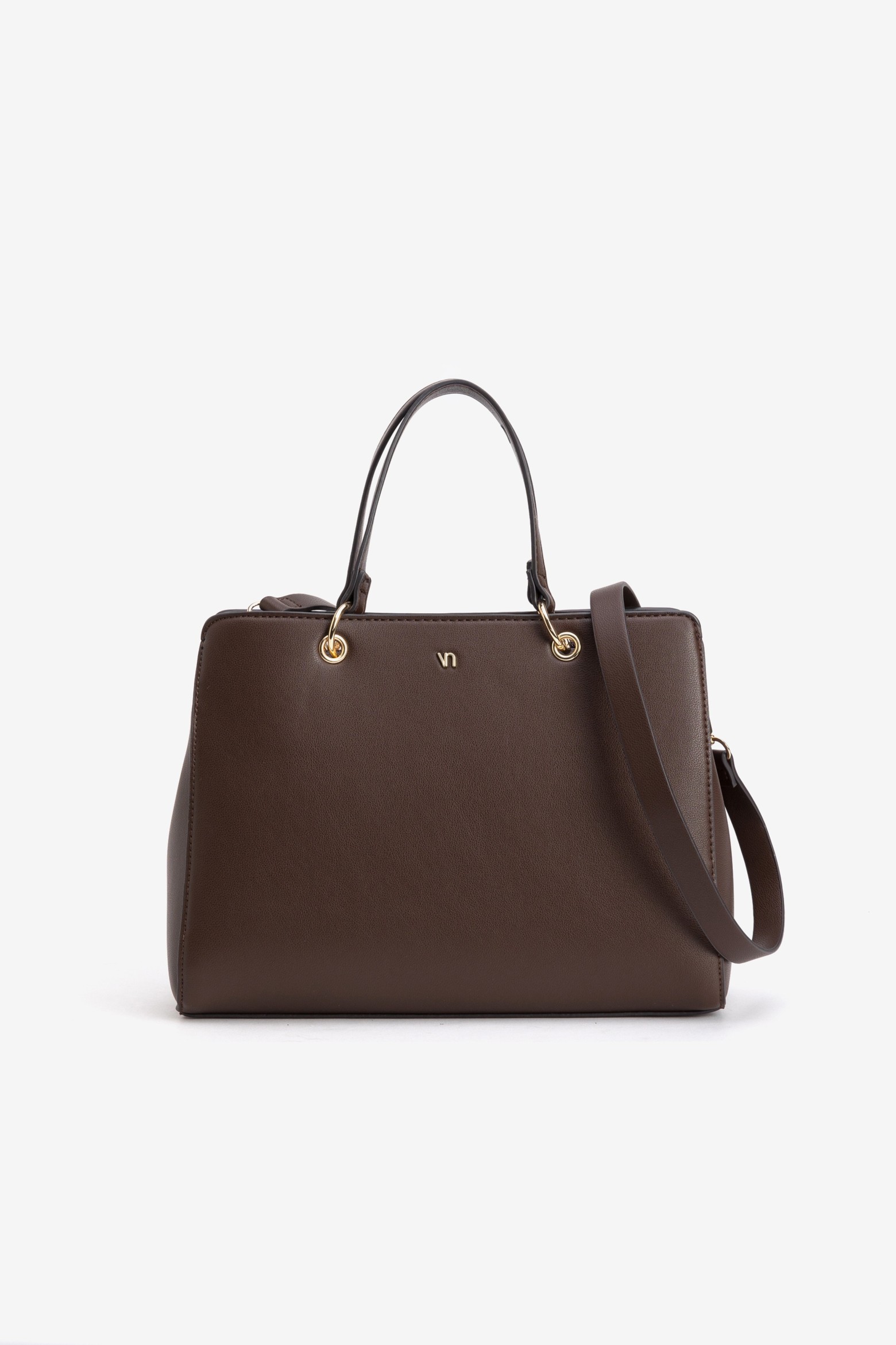 Brown Structured Handbag