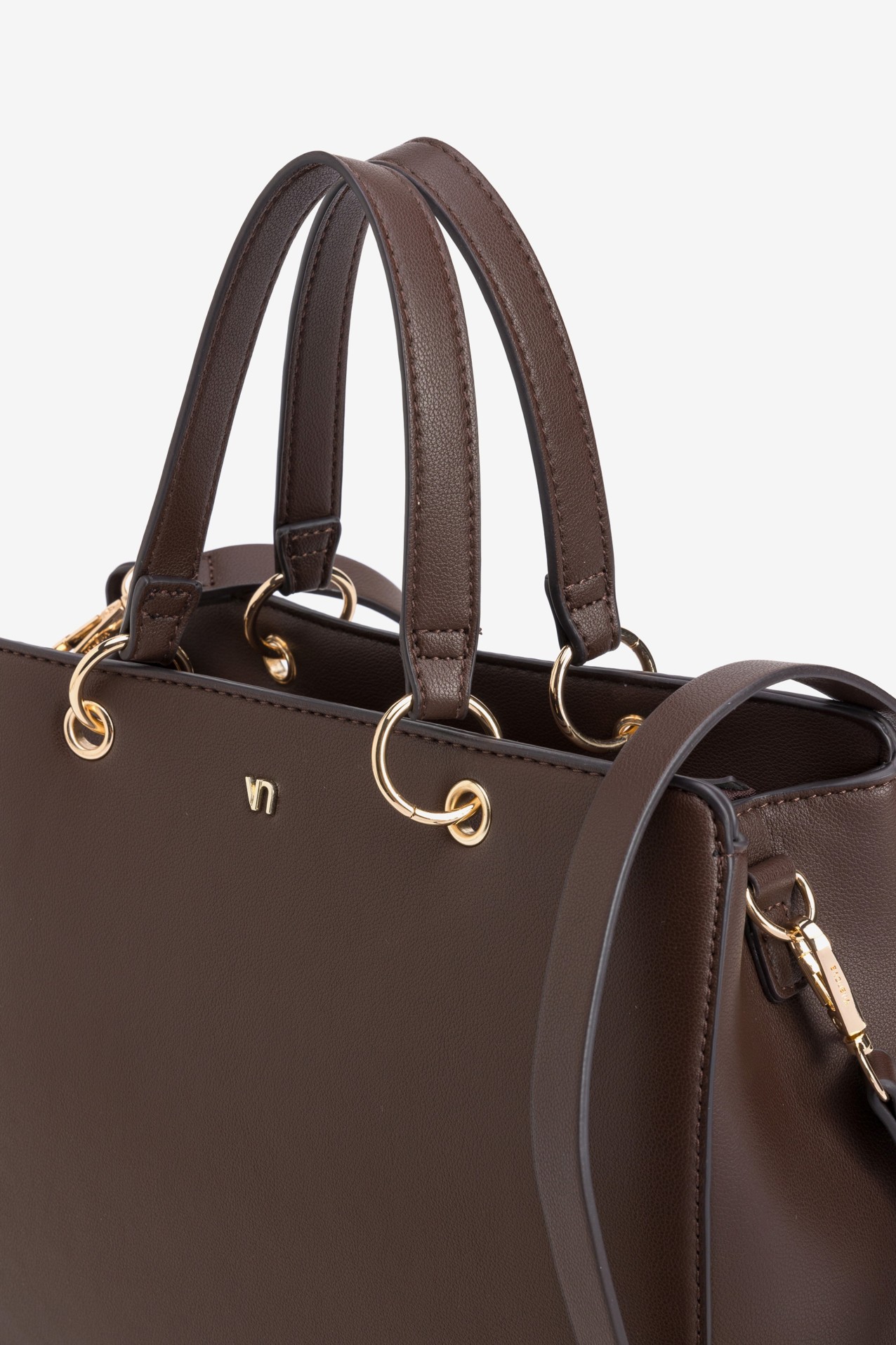 Brown Structured Handbag