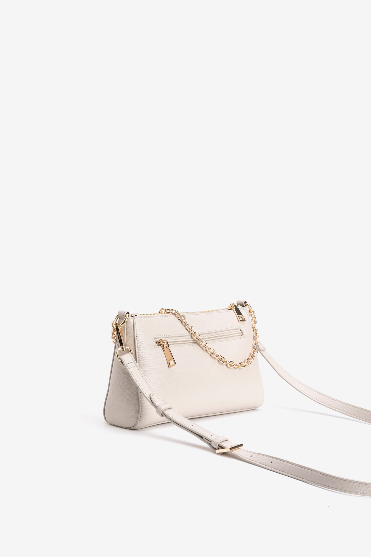 Cartera beige con cadena dorada