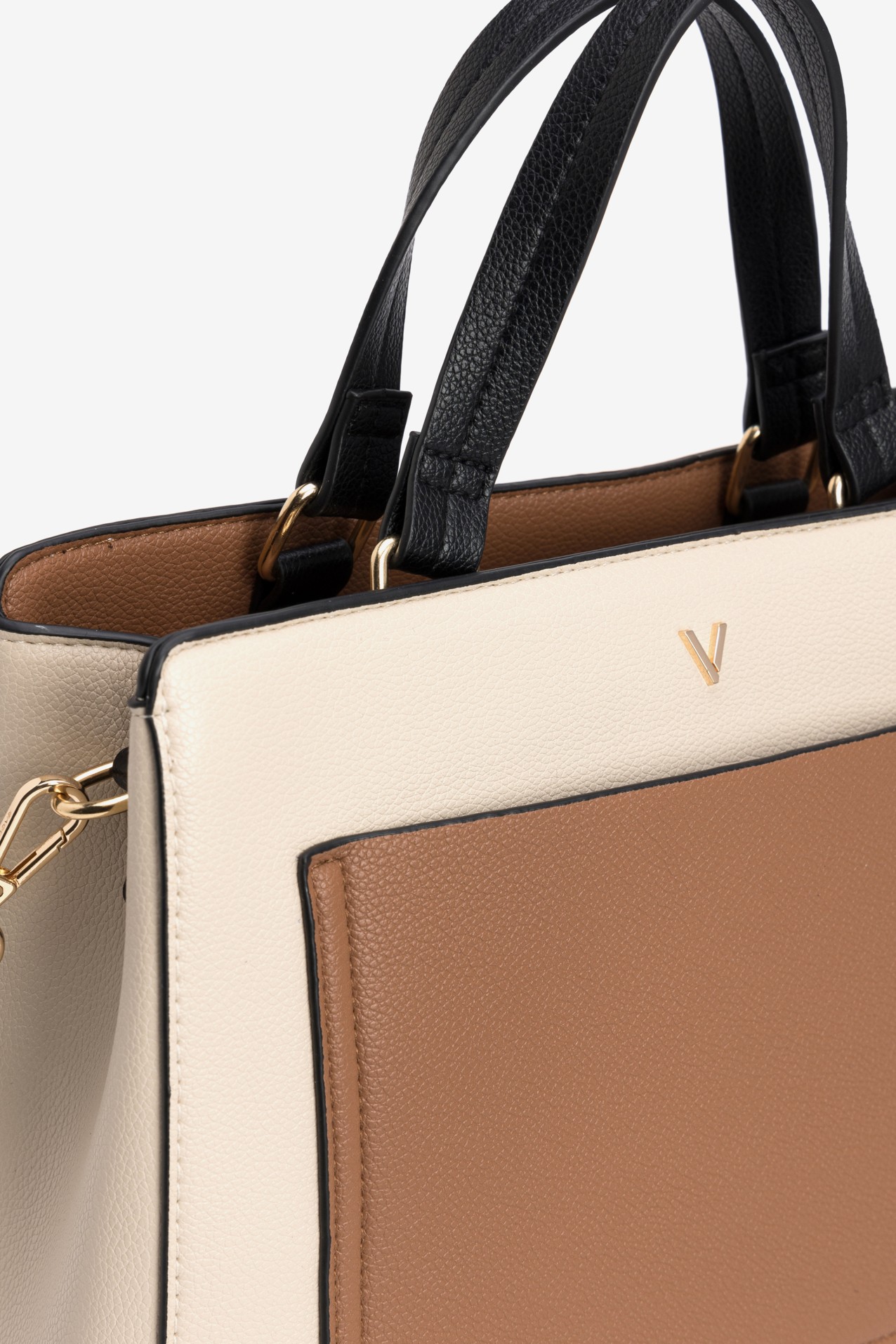 Bolso beige con asas negras