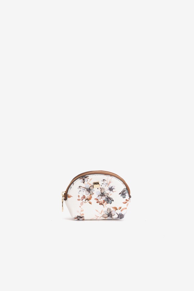Beige Floral Coin Purse