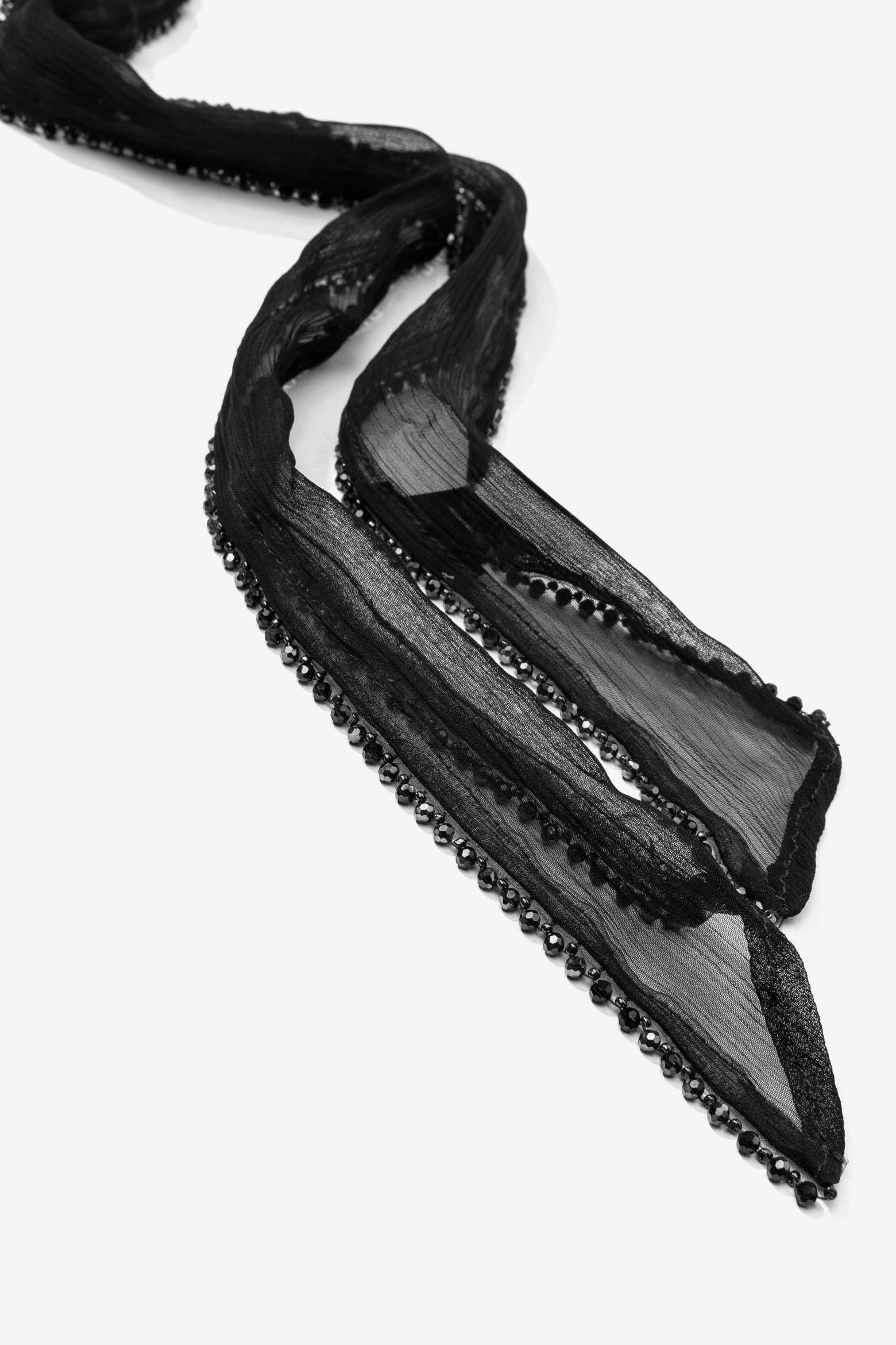 Black Sheer Scarf With Details