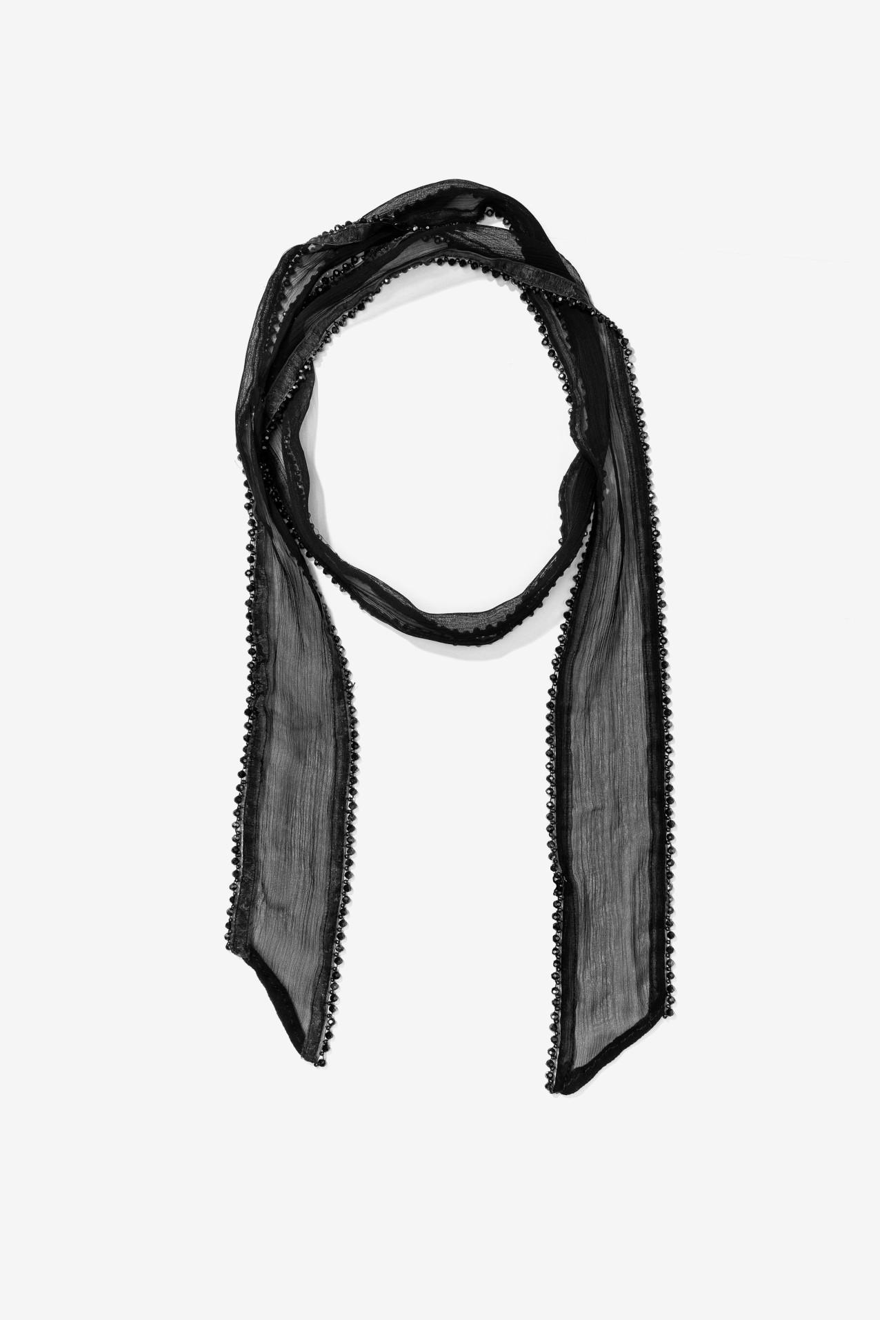 Black Sheer Scarf With Details