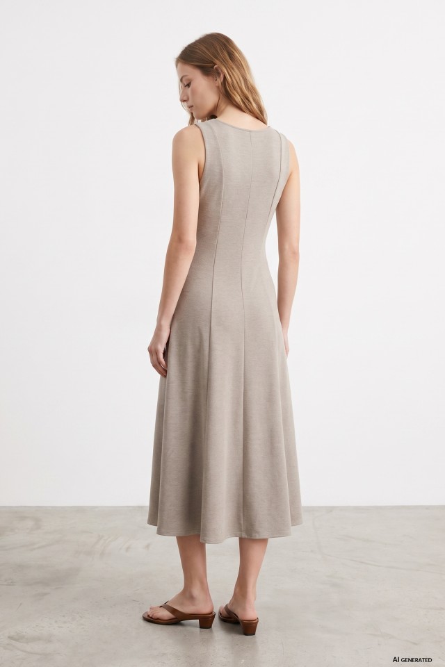 Beige Slim Midi Dress Beige Slim Midi Dress