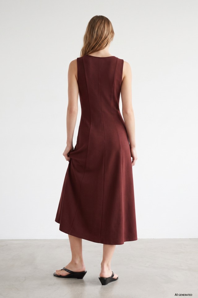 Minimal V-neck Burgundy Dress Minimal V-neck Burgundy Dress