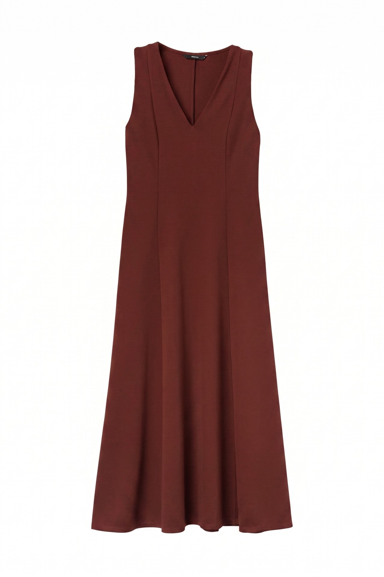Minimal V-neck Burgundy Dress