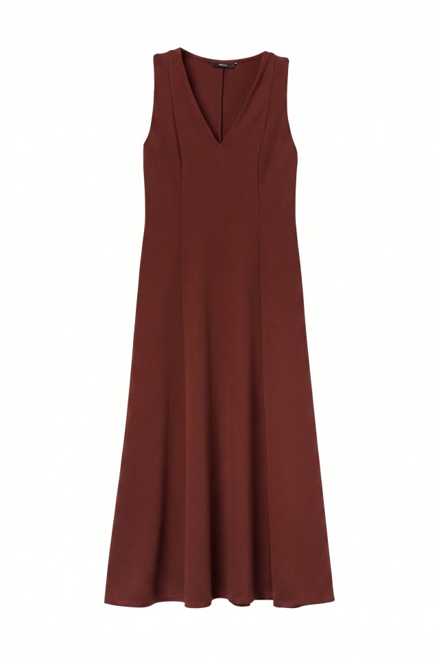 Minimal V-neck Burgundy Dress Minimal V-neck Burgundy Dress