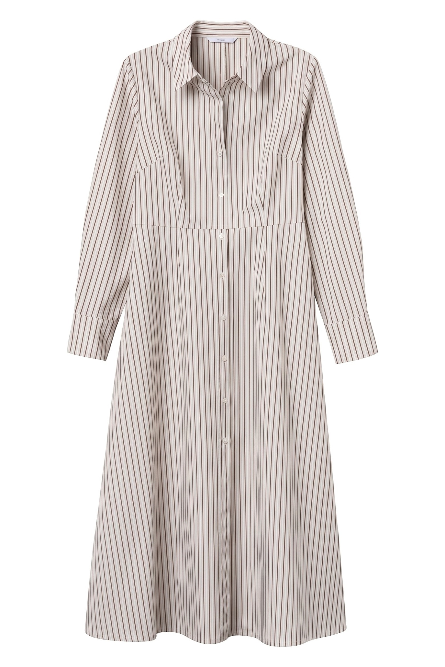 Beige Striped Midi Dress