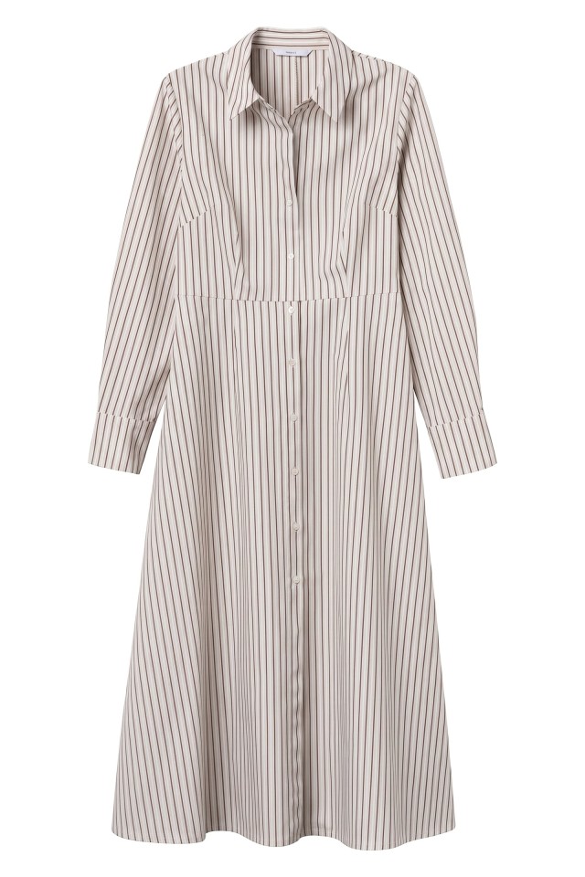 Beige Striped Midi Dress Beige Striped Midi Dress