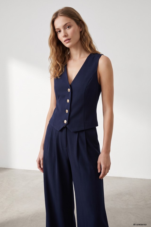 Slim Dark Blue Vest Top