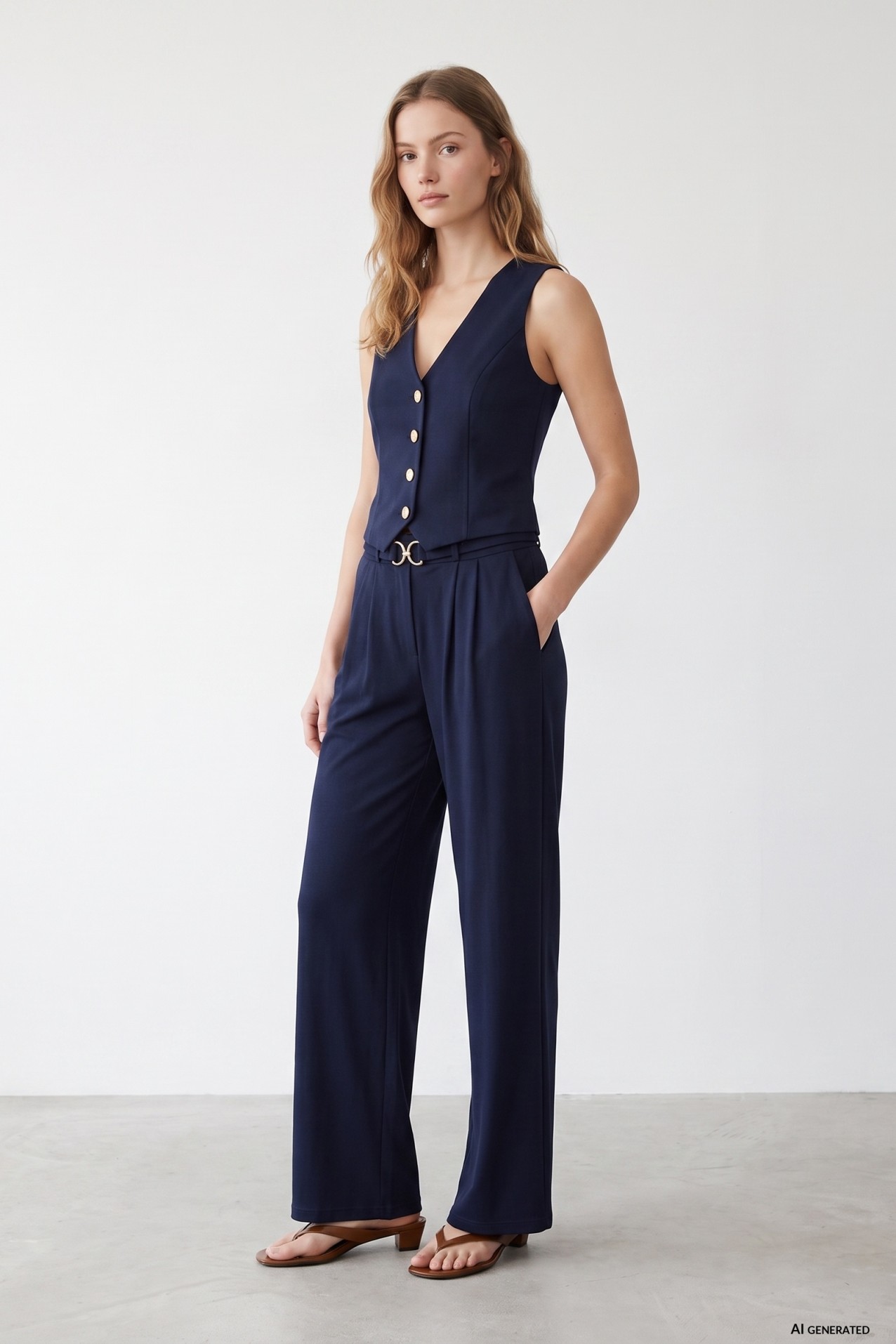 Slim Dark Blue Vest Top