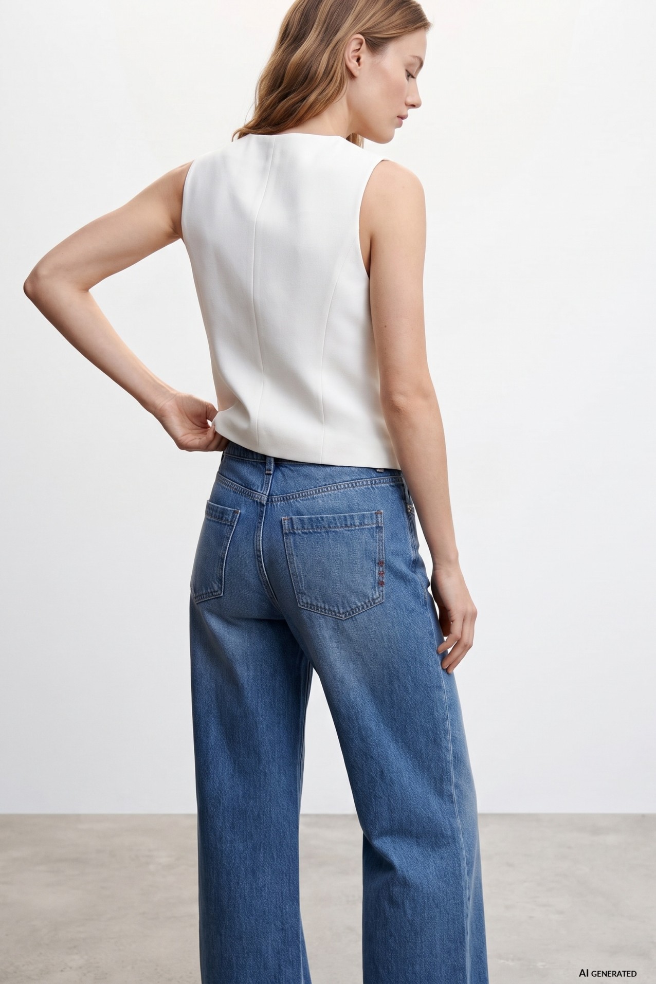 Beige Asymmetric Button Top