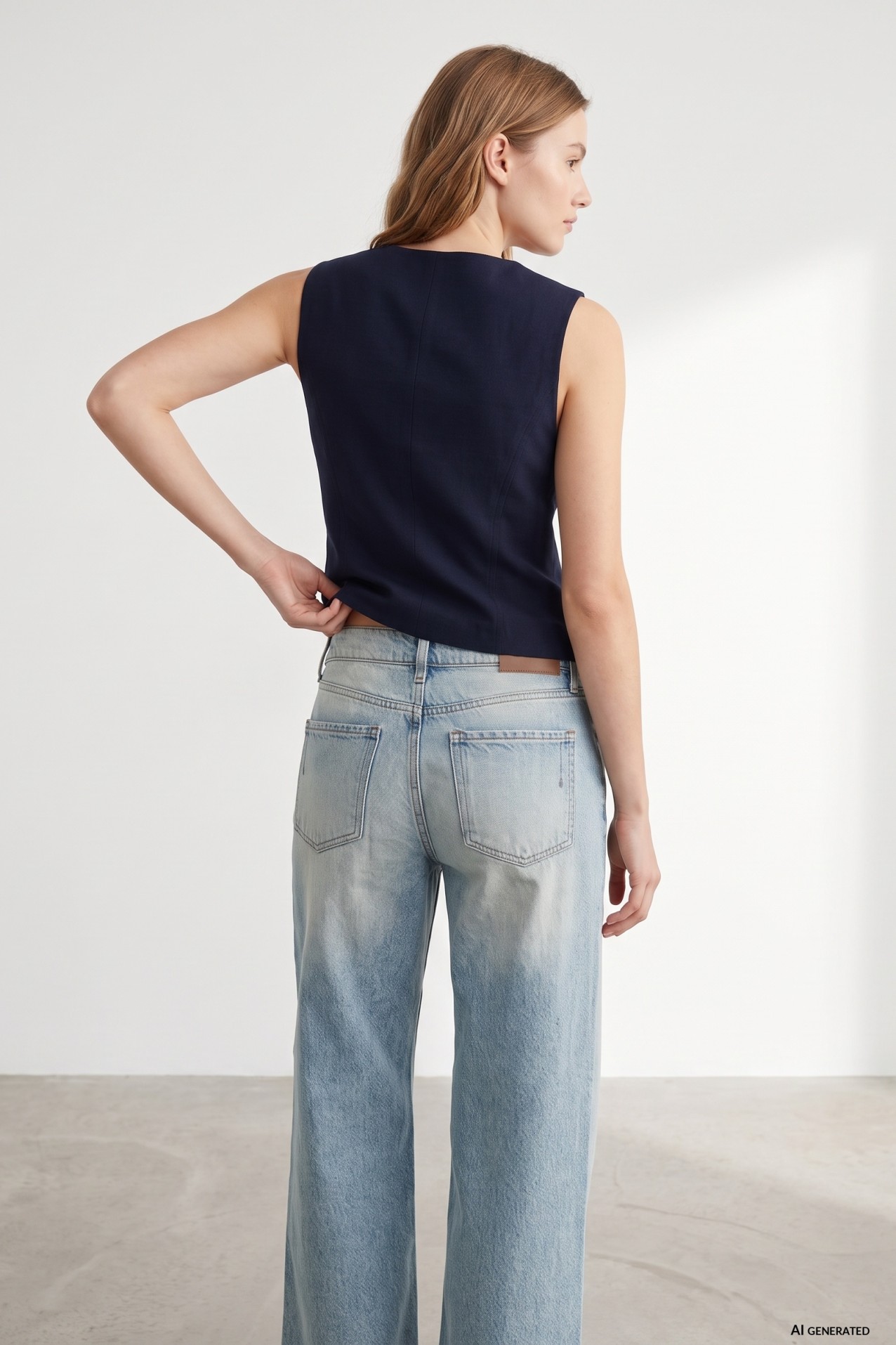 Navy Blue Button Top