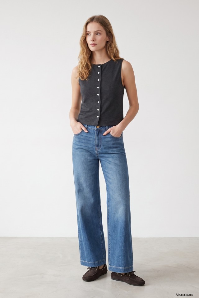 Grey sleeveless buttoned tee Grey sleeveless buttoned tee