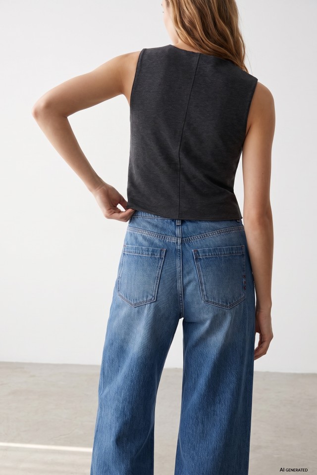 Grey sleeveless buttoned tee Grey sleeveless buttoned tee
