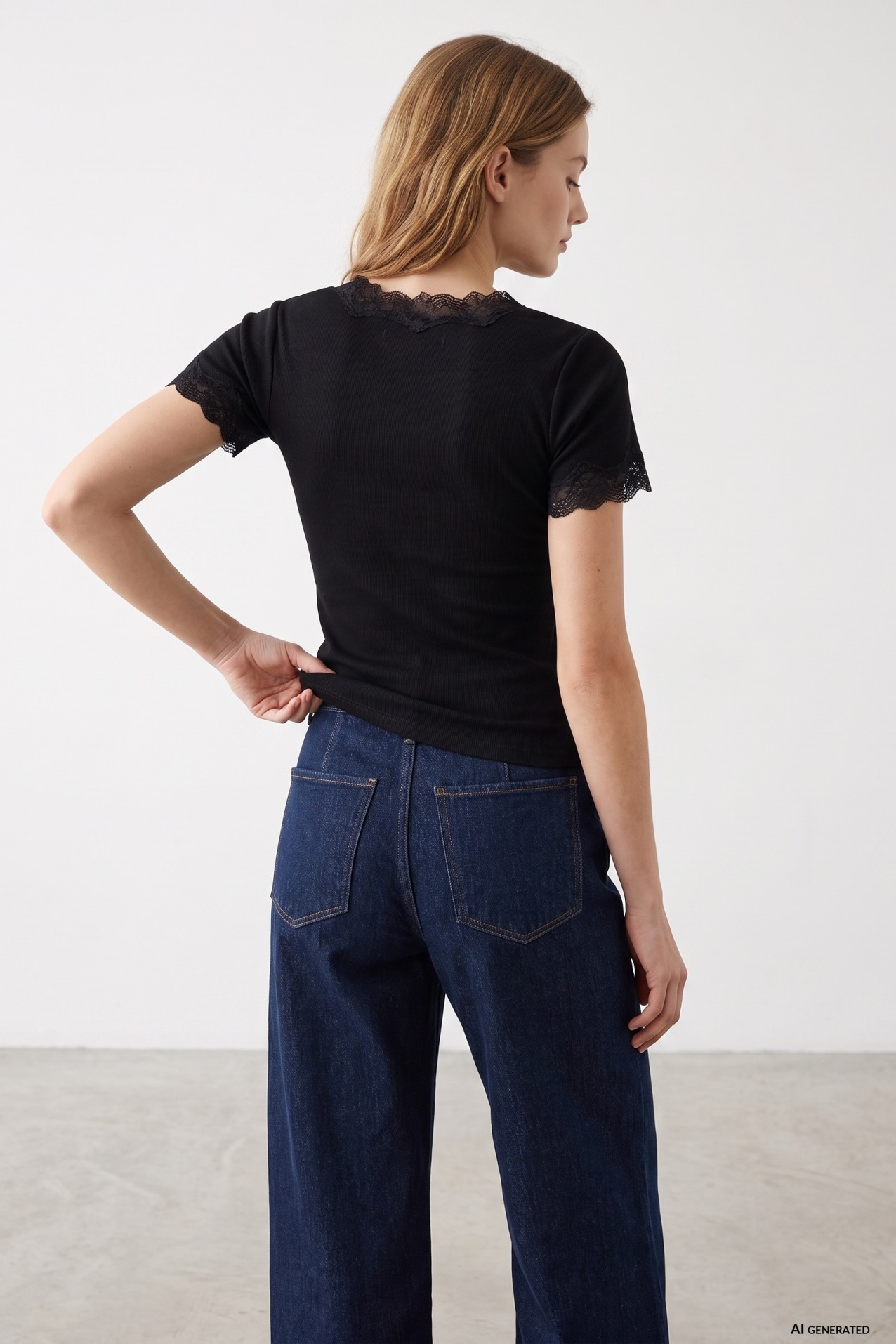 Camiseta ajustada encaje negro
