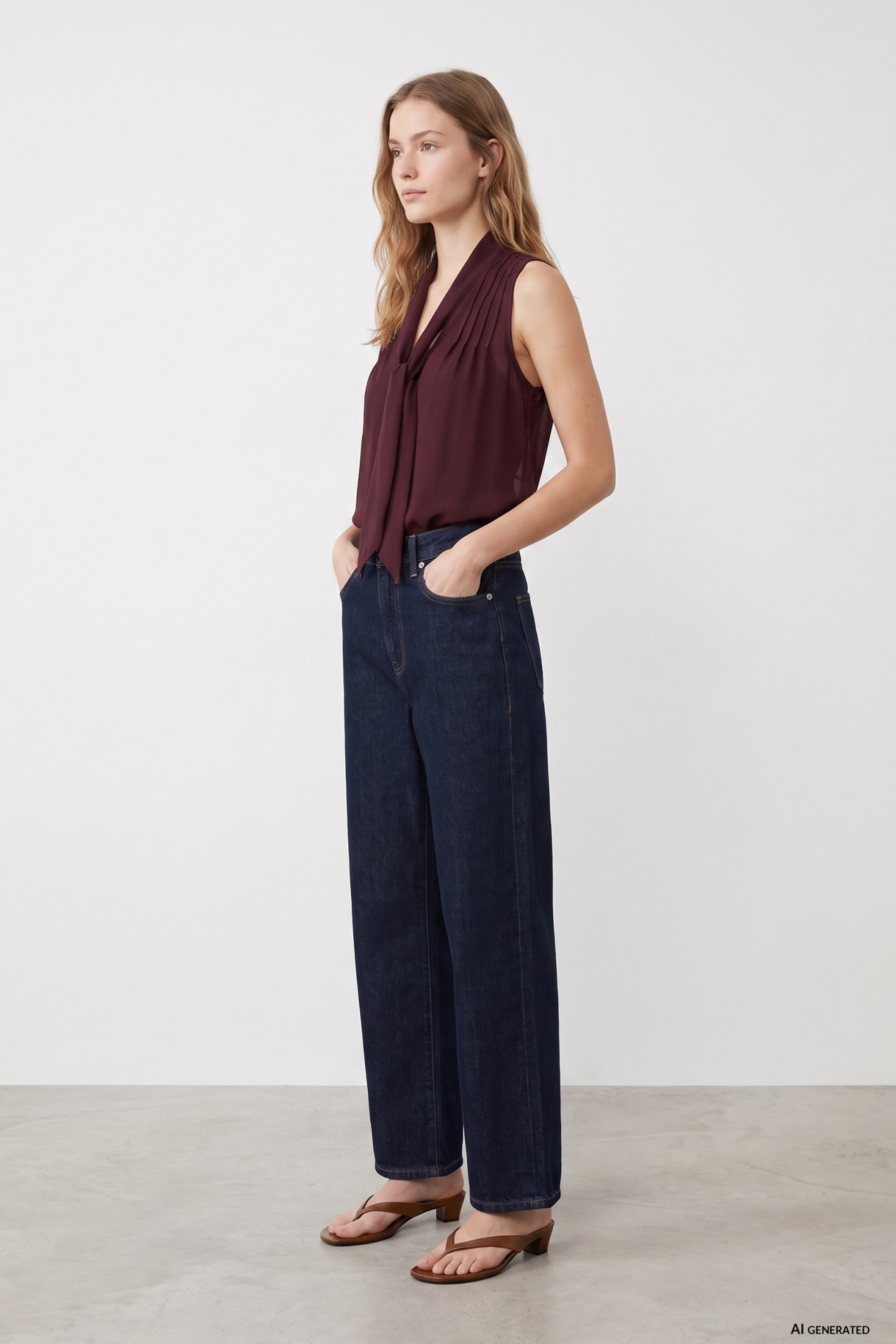 Sleeveless Burgundy Blouse