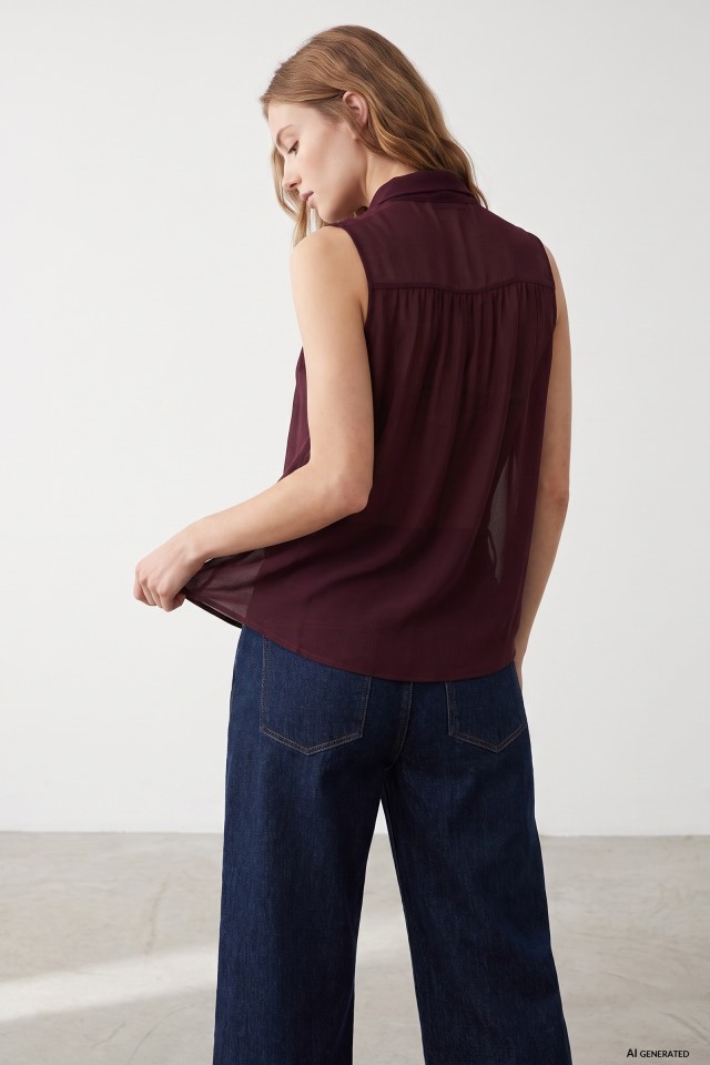 Sleeveless Burgundy Blouse Sleeveless Burgundy Blouse
