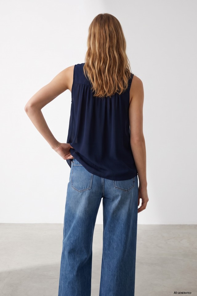 Navy Sleeveless Tie Top Navy Sleeveless Tie Top