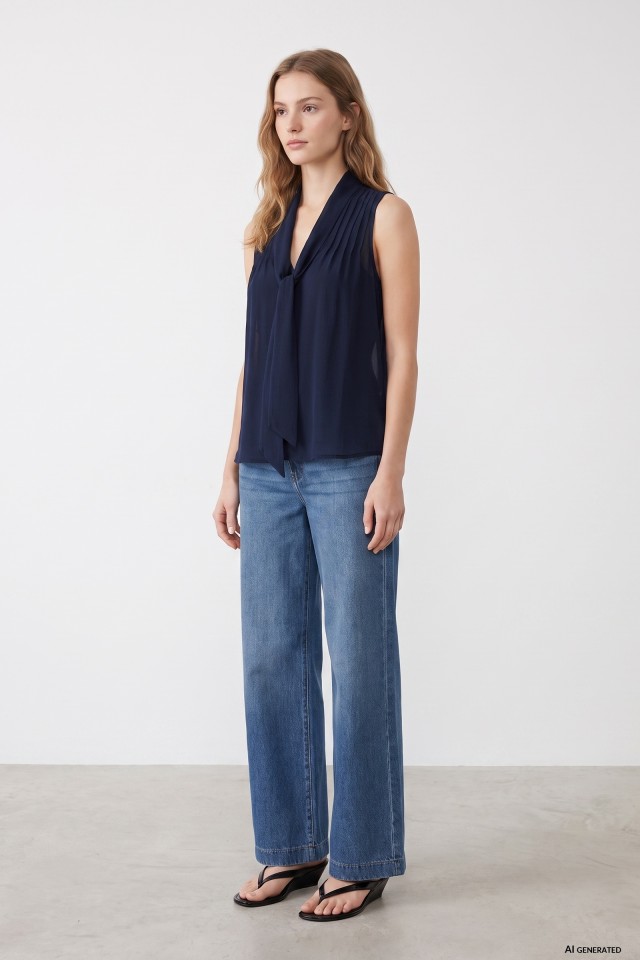 Navy Sleeveless Tie Top Navy Sleeveless Tie Top