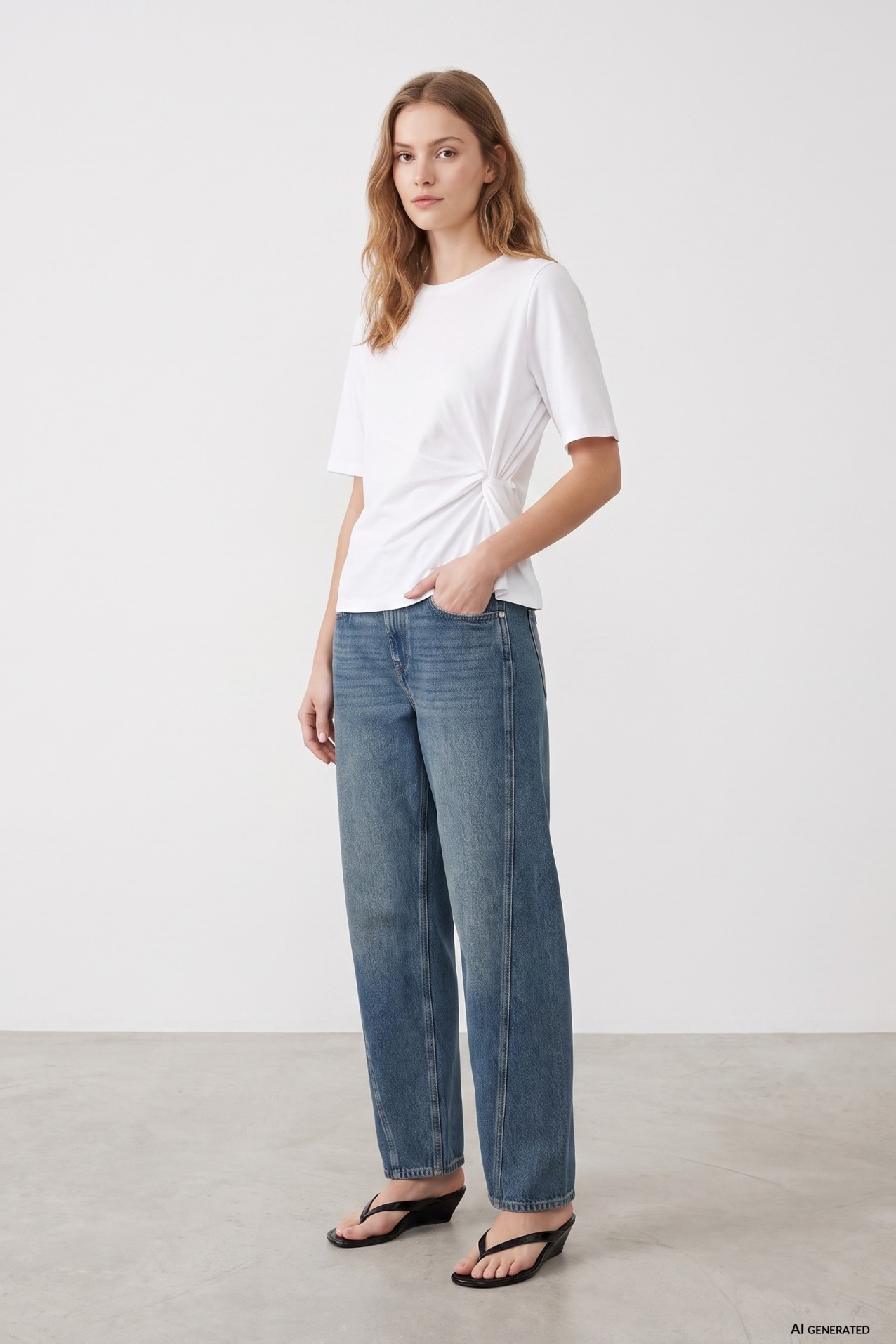 Slim White T-shirt Twist Detail